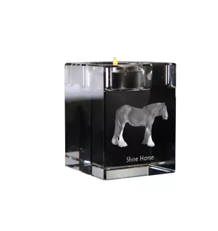 Shire - Candle holder with picture of a horse, crystal tealight holder, personalised gift by Art-Dog brand