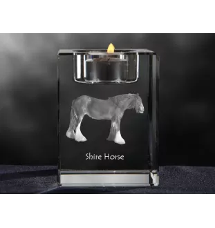Shire - Kerzenhalter mit Bild eines Pferdes, Teelichthalter aus Kristall, personalisiertes Geschenk der Marke Art-Dog