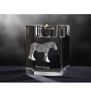 Comté - Bougeoir avec image d'un cheval, porte bougie en cristal, cadeau personnalisé par la marque Art-Dog