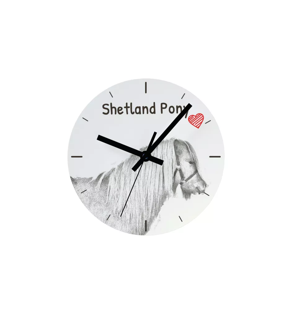 Shetlandpony - Wanduhr mit Pferd, Uhr mit Druck für das Regal, personalisierte Hausdekoration der Marke Art-Dog