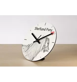 Shetland Pony - wall clock with a horse, shelf clock with a print, personalized home decoration from the Art-Dog brand