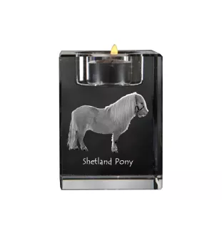 Poney Shetland - Bougeoir avec image d'un cheval, porte bougie en cristal, cadeau personnalisé par la marque Art-Dog