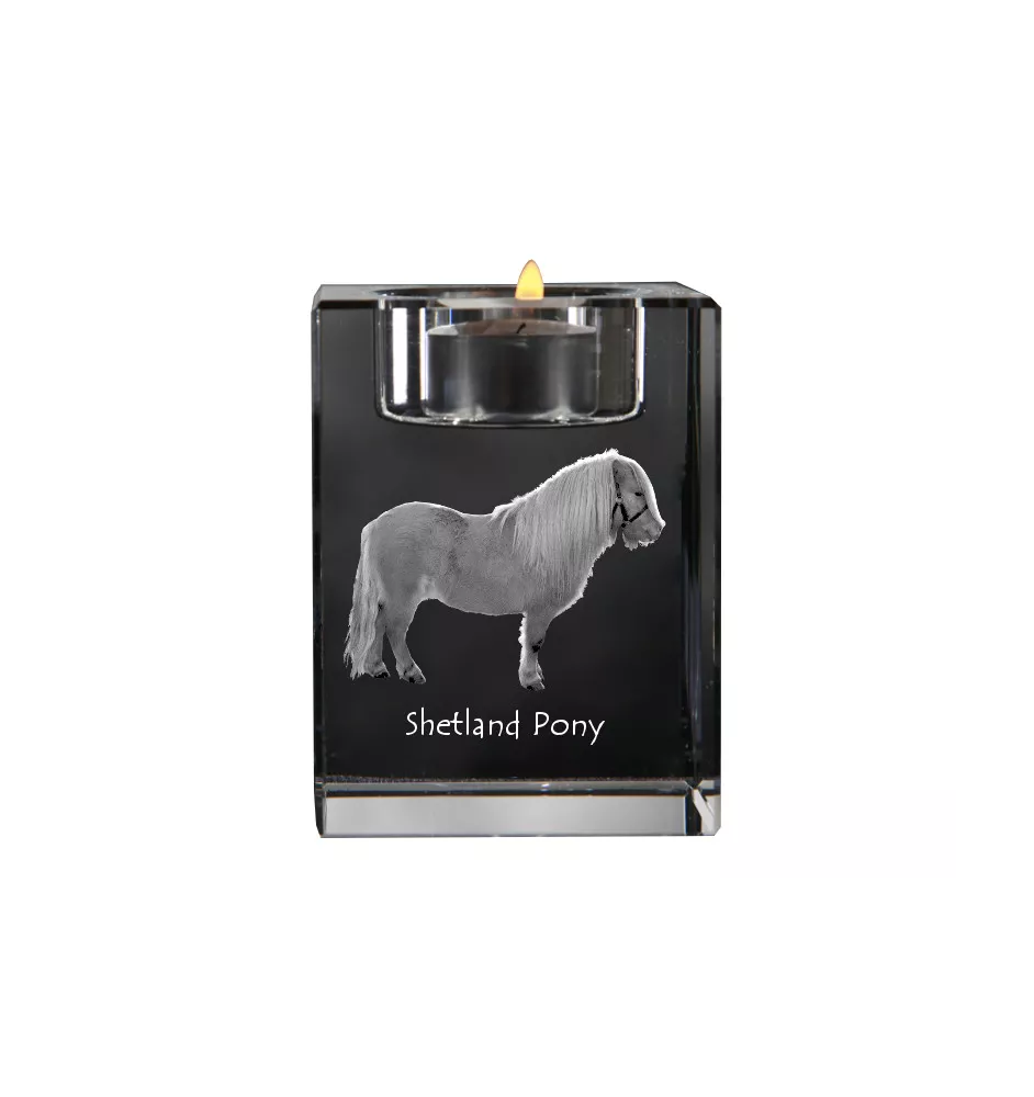 Poney Shetland - Bougeoir avec image d'un cheval, porte bougie en cristal, cadeau personnalisé par la marque Art-Dog
