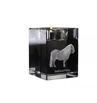 Shetlandpony - Kerzenhalter mit Bild eines Pferdes, Teelichthalter aus Kristall, personalisiertes Geschenk der Marke Art-Dog
