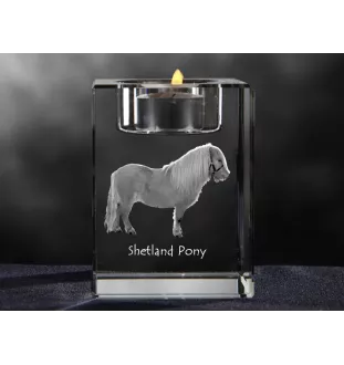 Poney Shetland - Bougeoir avec image d'un cheval, porte bougie en cristal, cadeau personnalisé par la marque Art-Dog