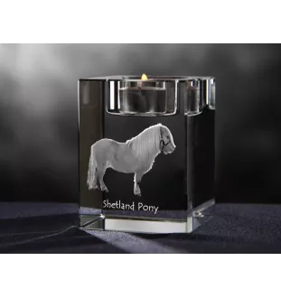 Shetlandpony - Kerzenhalter mit Bild eines Pferdes, Teelichthalter aus Kristall, personalisiertes Geschenk der Marke Art-Dog