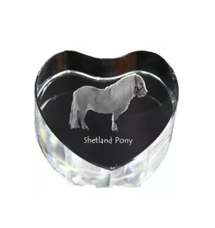 Poney Shetland - une photo de cheval dans un cristal, un cœur en cristal, un cadre exceptionnel avec une photo de la marque Art-Dog