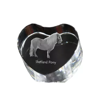 Poney Shetland - une photo de cheval dans un cristal, un cœur en cristal, un cadre exceptionnel avec une photo de la marque Art-Dog