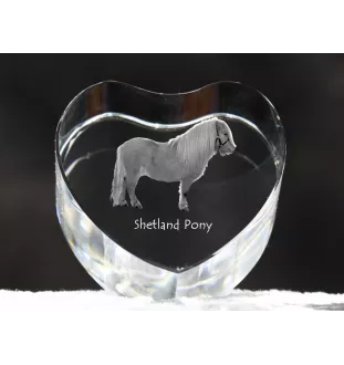 Poney Shetland - une photo de cheval dans un cristal, un cœur en cristal, un cadre exceptionnel avec une photo de la marque Art-Dog