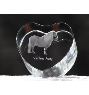 Poney Shetland - une photo de cheval dans un cristal, un cœur en cristal, un cadre exceptionnel avec une photo de la marque Art-Dog