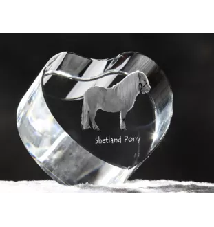 Poney Shetland - une photo de cheval dans un cristal, un cœur en cristal, un cadre exceptionnel avec une photo de la marque Art-Dog