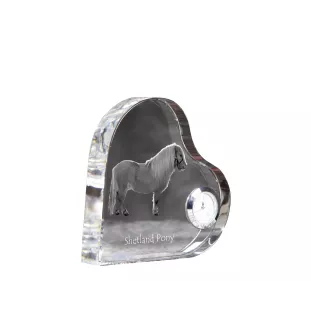 Shetland Pony - crystal clock with a picture of a horse, heart-shaped shelf clock, personalized standing clock by Art-Dog brand