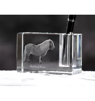 Poney Shetland - Porte-stylos, organiseur en cristal avec image d'un cheval, décoration de bureau unique par la marque Art-Dog