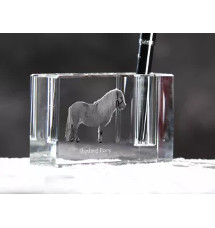 Poney Shetland - Porte-stylos, organiseur en cristal avec image d'un cheval, décoration de bureau unique par la marque Art-Dog