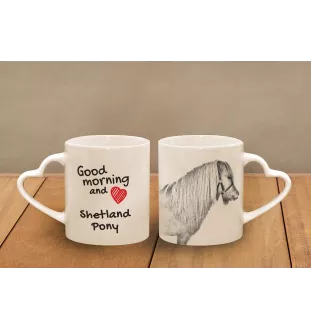 Shetland Pony - cup with a dog, adorable cup with a heart-shaped handle, universal gift from the Art-Dog brand