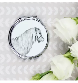 Poney Shetland - miroir de poche avec cheval, miroir personnalisé pour sac à main, miroir compact avec impression de la marque Art-Dog