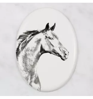 Zweibrücker - Gedenktafel mit einem Pferdefoto, Grabplatte mit Druck, personalisierte ovale Platte von Art-Dog.