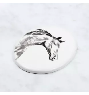 Zweibrücker - Gedenktafel mit einem Pferdefoto, Grabplatte mit Druck, personalisierte ovale Platte von Art-Dog.