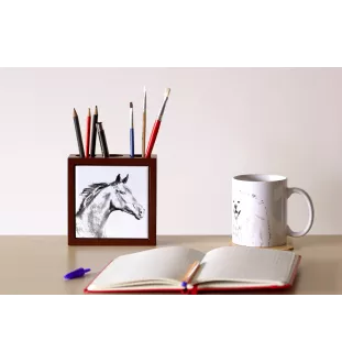 Zweibrücker - Stifthalter mit Pferd, Schreibtischorganizer mit Aufdruck, personalisierte Schreibtischdekoration der Marke Art-Dog