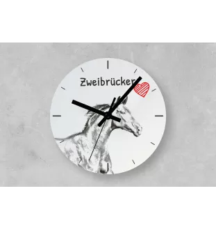 Zweibrücker - Wanduhr mit Pferd, Uhr mit Druck für das Regal, personalisierte Hausdekoration der Marke Art-Dog