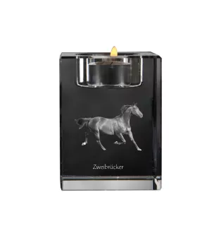 Zweibrücker - Bougeoir avec image d'un cheval, porte bougie en cristal, cadeau personnalisé par la marque Art-Dog