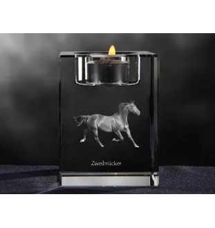 Zweibrücker - Bougeoir avec image d'un cheval, porte bougie en cristal, cadeau personnalisé par la marque Art-Dog