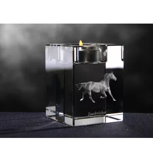 Zweibrücker - Kerzenhalter mit Bild eines Pferdes, Teelichthalter aus Kristall, personalisiertes Geschenk der Marke Art-Dog