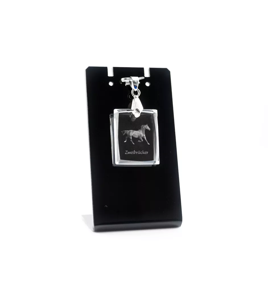 Zweibrücker - Crystal pendant with horse, photo necklace, unique jewellery by Art-Dog
