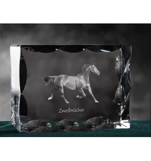Zweibrücker - Kristall mit einem Pferdebild, Glasstatuette mit einem Bild, einzigartiger Bilderrahmen der Marke Art-Dog