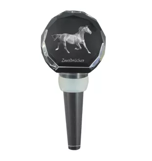 Zweibrücker - Crystal bottle stopper with horse, unique wine stopper with photo, personalised gift for sommelier by Art-Dog brand