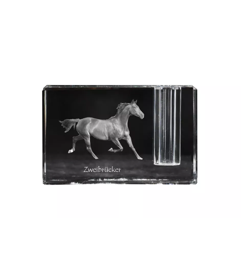 Zweibrücker - Pen stand, crystal organiser with picture of a horse, unique desk decoration by Art-Dog brand