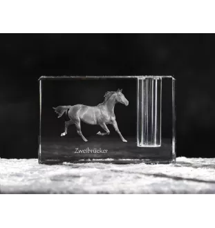 Zweibrücker - Pen stand, crystal organiser with picture of a horse, unique desk decoration by Art-Dog brand