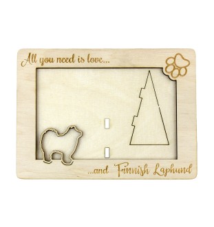 Chien finnois de Laponie, Suomenlapinkoira - Cadre photo, cadre en bois gravé, un joli gadget pour l'amoureux des chiens par Art-Dog