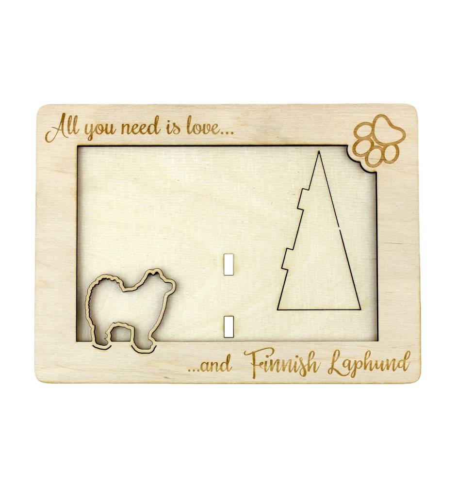 Chien finnois de Laponie, Suomenlapinkoira - Cadre photo, cadre en bois gravé, un joli gadget pour l'amoureux des chiens par Art-Dog