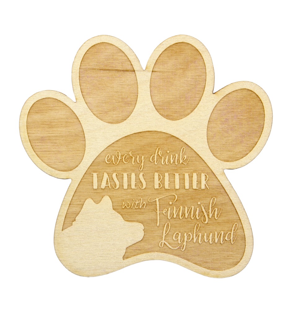 Chien finnois de Laponie, Suomenlapinkoira - Sous-verre mug, sous-verre gravé avec chien, cadeau pour amoureux des chiens par la marque Art-Dog