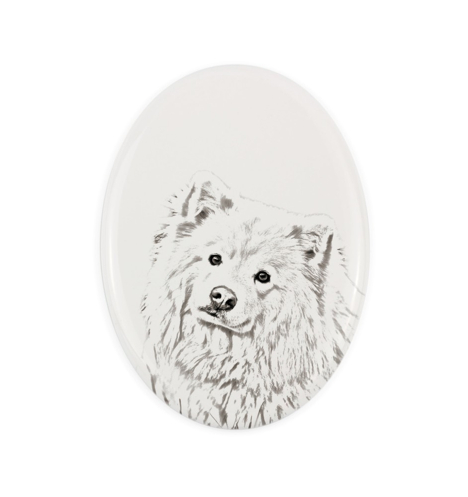 Finnischer Lapphund, Suomenlapinkoira, Lapinkoira - Gedenktafel mit einem Foto eines Hundes, Grabplatte mit Druck, personalisierte ovale Platte der Marke Art-Dog