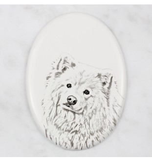 Finnischer Lapphund, Suomenlapinkoira, Lapinkoira - Gedenktafel mit einem Foto eines Hundes, Grabplatte mit Druck, personalisierte ovale Platte der Marke Art-Dog