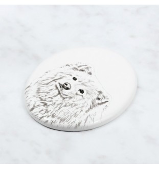 Chien finnois de Laponie, Suomenlapinkoira - une plaque commémorative avec une photo de chien, une plaque funéraire avec une impression, une plaque ovale personnalisée de la marque Art-Dog