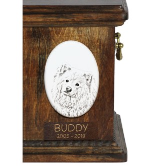 Chien finnois de Laponie, Suomenlapinkoira - une plaque commémorative avec une photo de chien, une plaque funéraire avec une impression, une plaque ovale personnalisée de la marque Art-Dog