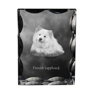 Chien finnois de Laponie, Suomenlapinkoira - cristal avec photo de chien, statuette en verre avec photo, cadre exceptionnel avec photo de la marque Art-Dog
