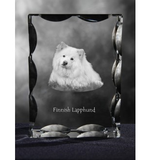 Chien finnois de Laponie, Suomenlapinkoira - cristal avec photo de chien, statuette en verre avec photo, cadre exceptionnel avec photo de la marque Art-Dog