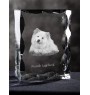 Finnischer Lapphund, Suomenlapinkoira, Lapinkoira - Kristall mit einem Hundebild, Glasstatuette mit einem Bild, einzigartiger Bilderrahmen der Marke Art-Dog