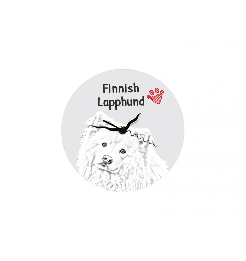 Chien finnois de Laponie, Suomenlapinkoira - horloge murale avec chien, horloge de table avec impression, décoration personnalisée de la maison de la marque Art-Dog