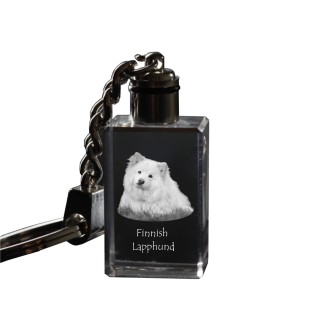 Finnischer Lapphund, Suomenlapinkoira, Lapinkoira - Schlüsselanhänger aus Kristall mit Hundefoto, beleuchteter Schlüsselanhänger, einzigartiges Geschenk der Marke Art-Dog