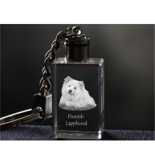 Finnischer Lapphund, Suomenlapinkoira, Lapinkoira - Schlüsselanhänger aus Kristall mit Hundefoto, beleuchteter Schlüsselanhänger, einzigartiges Geschenk der Marke Art-Dog