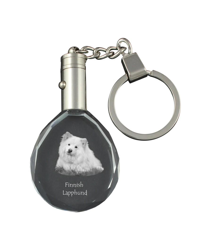 Chien finnois de Laponie, Suomenlapinkoira - pendentif avec une photo de chien, porte-clés en cristal dans une boîte cadeau, un cadeau unique par Art-Dog