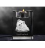 Chien finnois de Laponie, Suomenlapinkoira - Bougeoir avec photo de chien, porte bougie en cristal, cadeau personnalisé par la marque Art-Dog