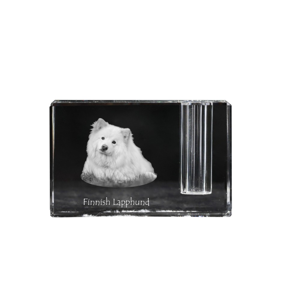 Chien finnois de Laponie, Suomenlapinkoira - Porte-stylos, organiseur en cristal avec photo de chien, décoration de bureau unique par la marque Art-Dog
