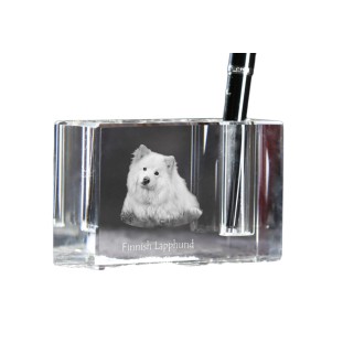 Chien finnois de Laponie, Suomenlapinkoira - Porte-stylos, organiseur en cristal avec photo de chien, décoration de bureau unique par la marque Art-Dog
