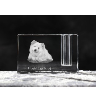 Chien finnois de Laponie, Suomenlapinkoira - Porte-stylos, organiseur en cristal avec photo de chien, décoration de bureau unique par la marque Art-Dog